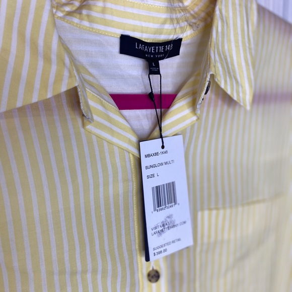 Lafayette 148 New York Sunglow multi Striped Button Down Shirt - Picture 2 of 4